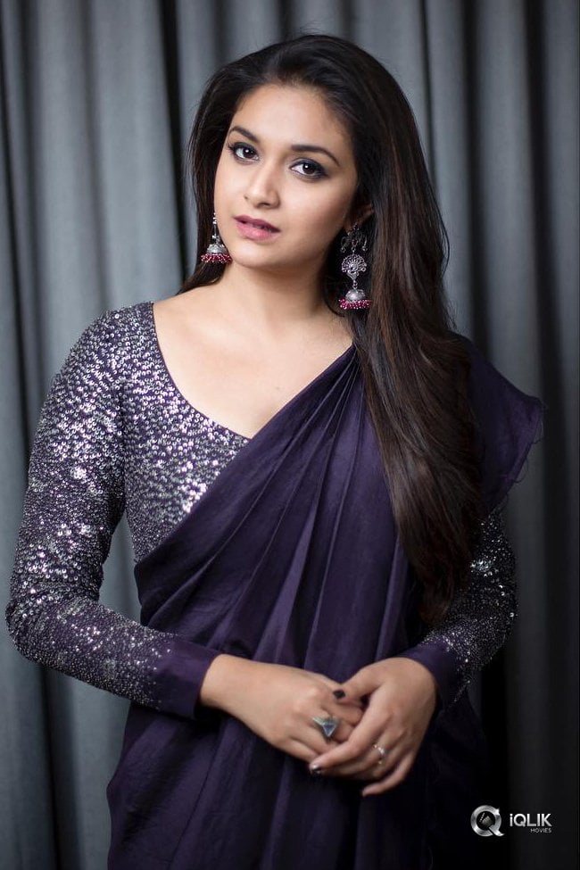 Actress Keerthi Suresh Latest Photoshoot In Purple Sa 